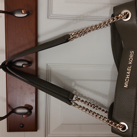 Michael Kors Shoulder Green Pebbled Leather Tote - Picture 3 of 11